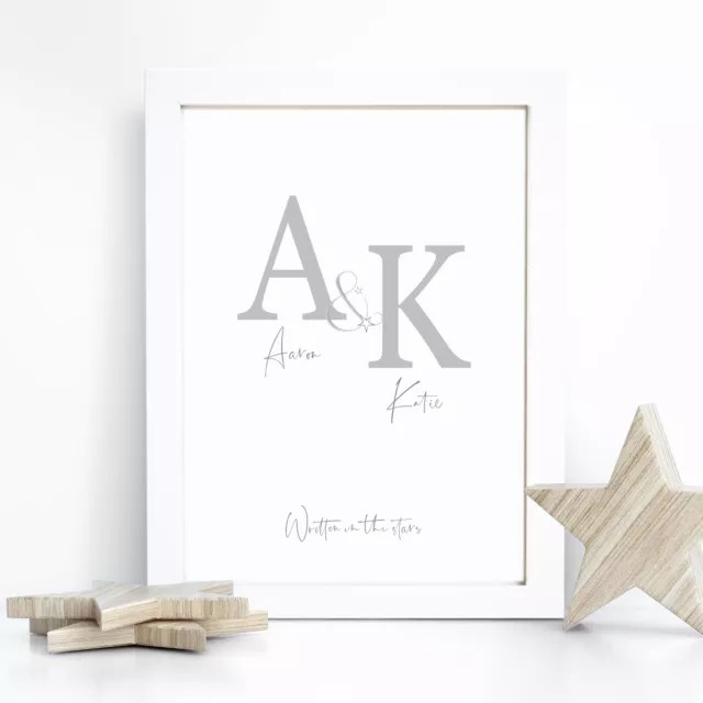 Personalised Written In The Stars Initial Print Gifts For Boyfriend Girlfriend