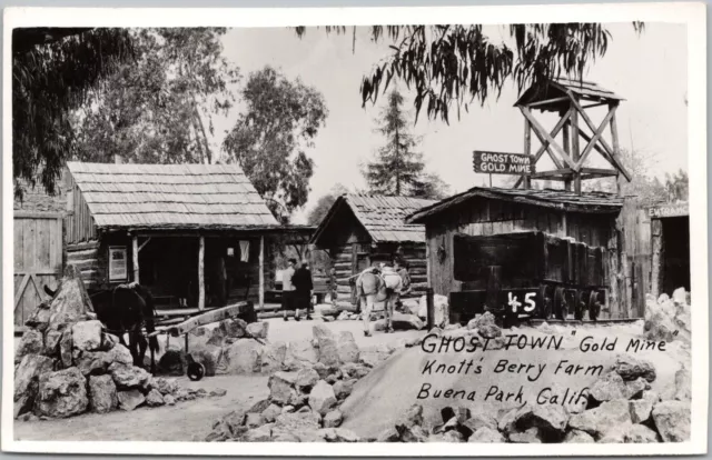 KNOTT'S BERRY FARM California RPPC Photo Postcard "Ghost Town Gold Mine" c1950s