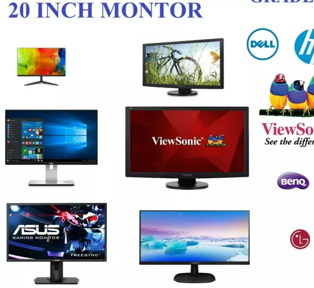 Günstiger 20" Monitor DELL/HP/ LG/LENOVO/AOC/BenQ/Acer TFT LED LCD Bildschirm Klasse-B