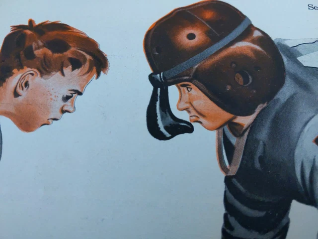 1950 AC Oil Filter "Play Safe" Print Ad 14x10 Football Kids Black Eye Spark Plug