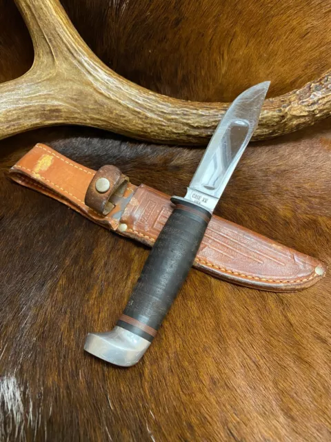 Vintage Case XX USA 325-5 Fixed Blade Hunting Knife w/ Leather Sheath, 9"