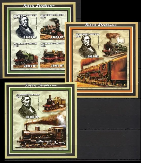 NICARAGUA 1996 TRAINS RAILWAYS RUSSIAN LOCOMOTIVES 3 SOUVENIR SHEET 2131/3  MNH