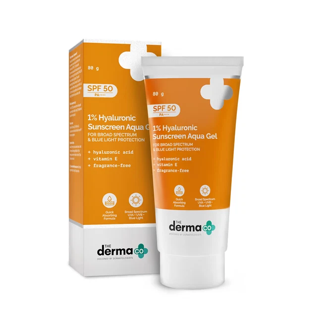The Derma Co. 1% Hyaluronic Sunscreen Aqua Gel SPF 50 PA++++ (80 g)