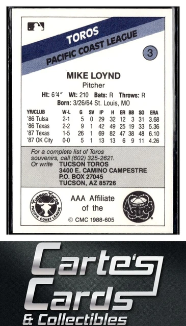 MIKE LOYND 1988 CMC Tucson Toros 3 Houston Astros EUR 2,15 PicClick FR