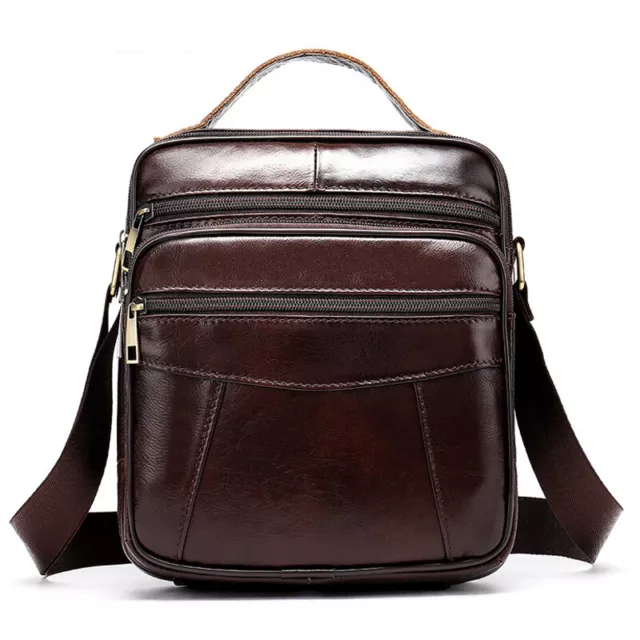 100% Genuine Leather Men's Sling Shoulder Messenger Bags 8" Handbags Crossbody