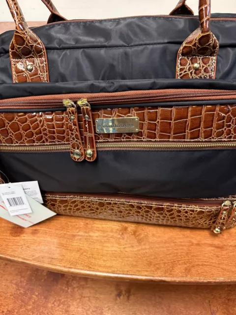 New Samantha Brown Classic Drop Bottom Satchel With Black / Camel 2