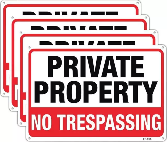 Large No Trespassing Signs Private Property Metal 10x14 Inch Rust Free Aluminum