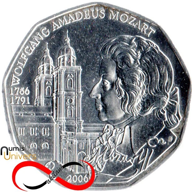 5 Euro Commémorative d'Autriche 2006 Ag UNC - Wolfgang Amadeus Mozart