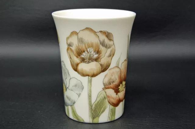 Vintage Fitz & Floyd Pastel Poppy Floral Cream 6 oz Tumbler Drinking Glass AS IS