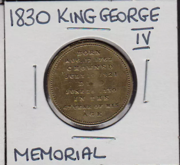 1830 UK King George IV Memorial/Death Medal