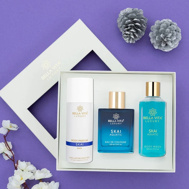 BellaVitaOrganic Skai Aquatic Gift Set Body Wash 200ml Perfume 100ml & Deo 150ml