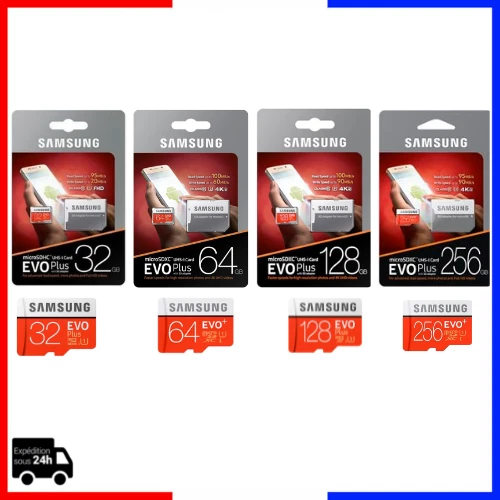 Carte Mémoire Micro SD SDHC SDXC Class 10 Samsung 32 64 128 256 Go Gb EVO PLUS