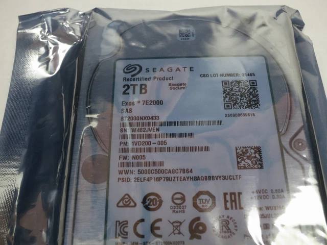Disco Rigido Interno Seagate ST2000NM0001 2TB SAS 6Gb/s, 7200 RPM, 3.5 Pollici - Per Server E Storage