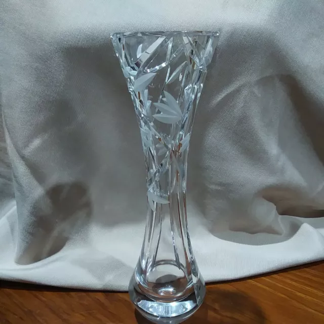 Vintage Beautiful Heavy Large Hand Cut Crystal Vase