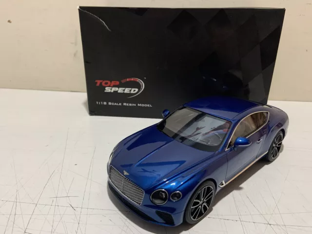 1:18 Scale TSM Top Speed TS0221 Bentley Continental GT Blue Damaged & Repaired