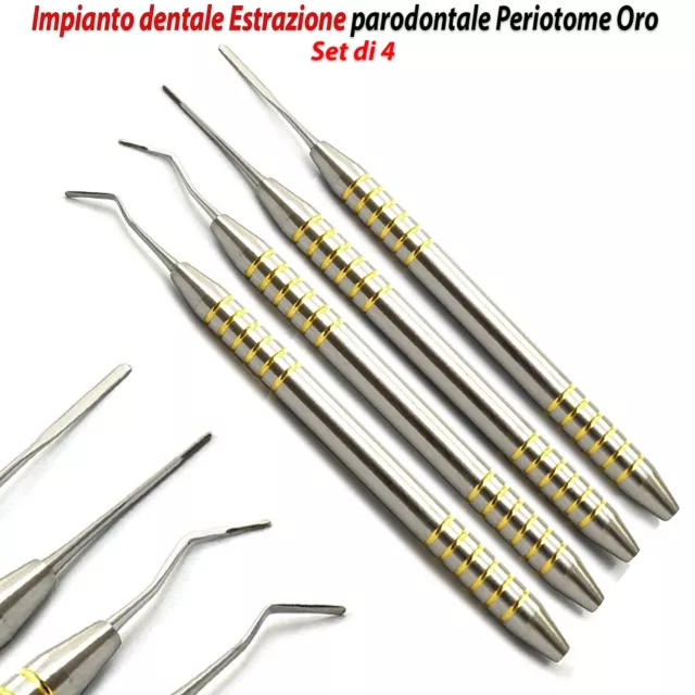 Impianto dentale Chirurgia Parodontale Kit di estrazione Periotomo oro Set di 4