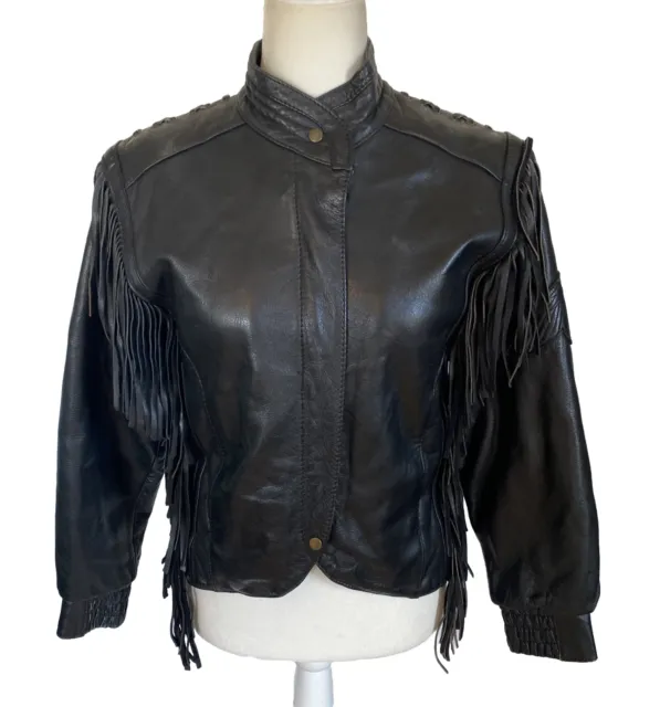 WOMEN’S VINTAGE HARLEY Davidson Motorcycle FrInge Leather Jacket Size ...