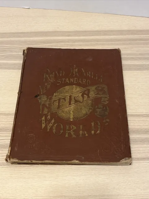 1890 RAND McNALLY New Standard ATLAS of the World book STATE & COUNTRY Maps OLD!