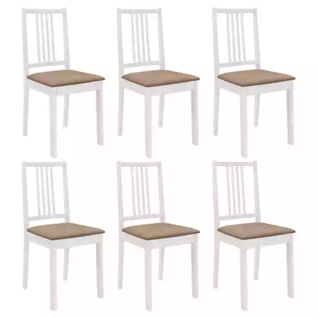 Tidyard Chaises à Manger avec Coussins Lot de 6 Blanc Bois Solide, Chaise à A2R9