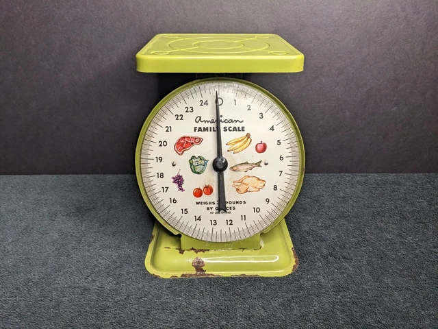 Vintage American Family Scale Green Metal Weighs up to 24 Pounds by Ounces
