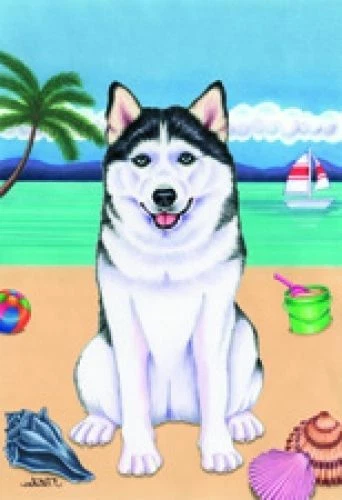 Beach Garden Flag - Siberian Husky 690381