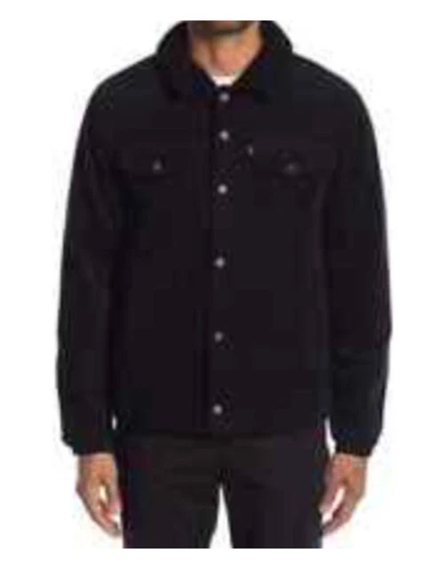 LEVI'S Mens Black Fleece Lined Zip Up Jacket S LEVI'S Mens Black Fleece Lined Zip Up Jacket S