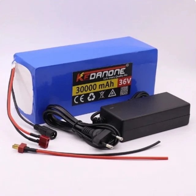 Batteria per bicicletta elettrica 36V 30Ah, batteria al litio 10S3P per bici elettrica con caricabatterie Pacco batteria al litio, batteria per scooter per motori da 250 W a 500 W XT60 plug