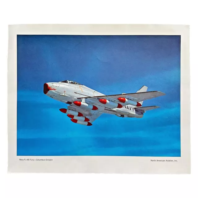 NAVY FJ-4B FURY Vintage 1960s North American Aviation Color Litho NAA Aerospace