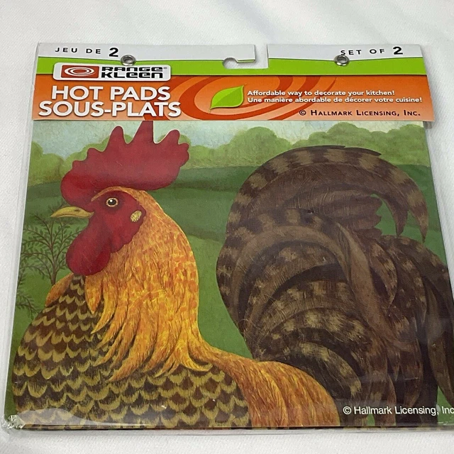 RANGE KLEEN FARM house Rooster Farm Set of 2 Hot Pads Trivets Country