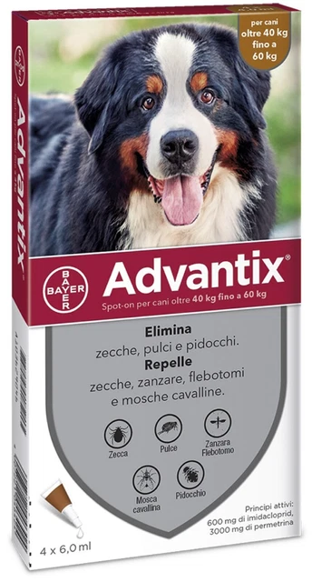 BAYER Advantix  40-60 Kg 4 Pipette . SCADENZA 04-2024