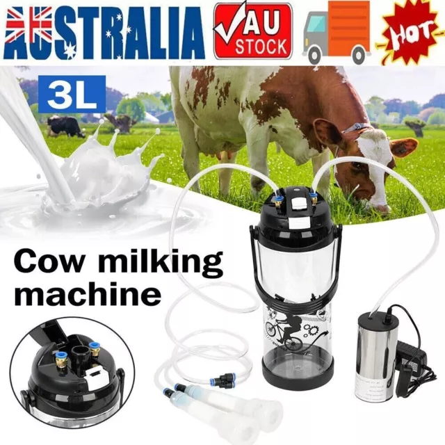 Goat Sheep Cow Milker 3L Portable Vacuum Pump Electric Barrel Milking Machine