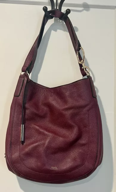 VINCE CAMUTO JODY Pebbled Leather Hobo Shoulder Bag Ribbon Red $29.99 ...