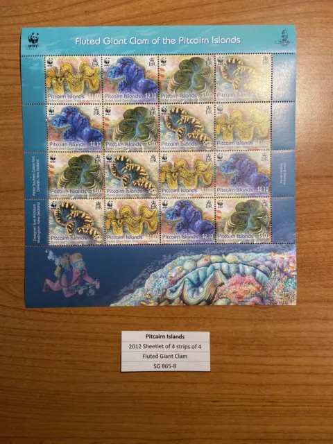 Pitcairn Islands SG 865-8 MNH Sheetlet 2012 WWF Fluted Giant Clam