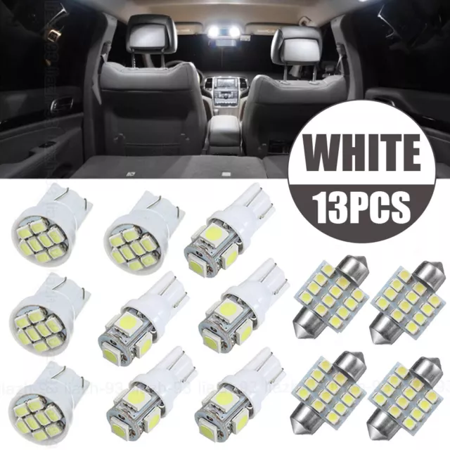 13x Car Interior LED Lights Kit For Dome License Plate Lamp Bulb Light Accessory