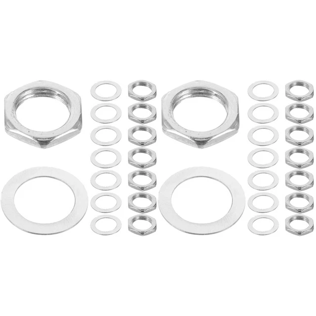 20 Sets Electric Guitar Socket Nuts Replaceable Parts Washer Spike Lug Jack