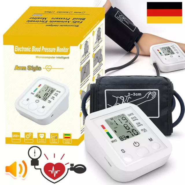 Automatische Digital Oberarm Blutdruckmessgerät Herzfrequenz BP Monitor Maschine