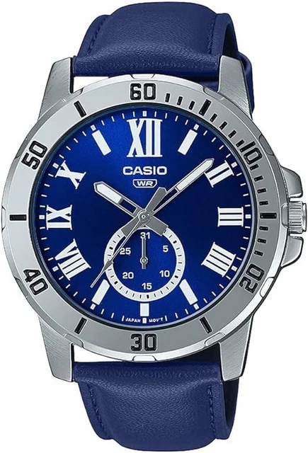 orologio da polso uomo casio sportivo casual al quarzo in pelle blu blue