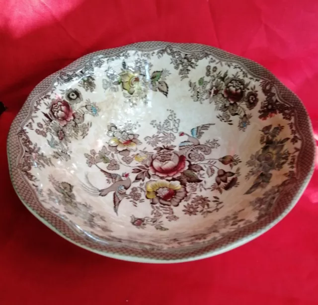 Antique 1930s Enoch Tunstall Wedgwood Brown Oriental Pheasant Salad/Fruit Bowl.