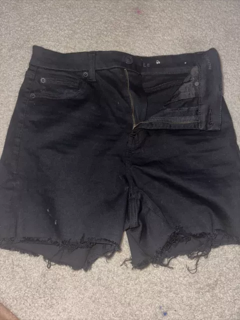 American Eagle Shorts Womens 8 Black Next Level Stretch Button Fly Midi Denim