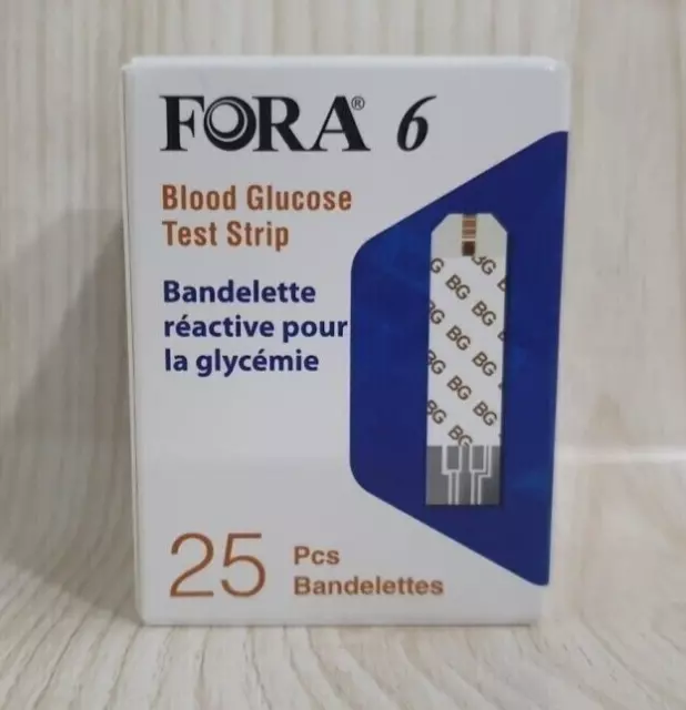 1 Box ( 25 Strips ) Fora 6 Plus/Connect GLUCOSE Test Strips - EXP 2024