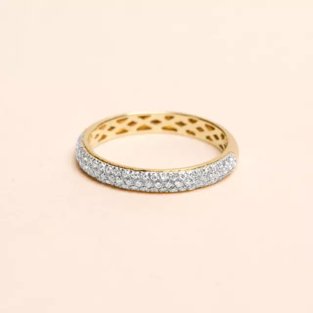1Ct Round Cut Moissanite Half Eternity Wedding Band Ring Solid 14K Yellow Gold