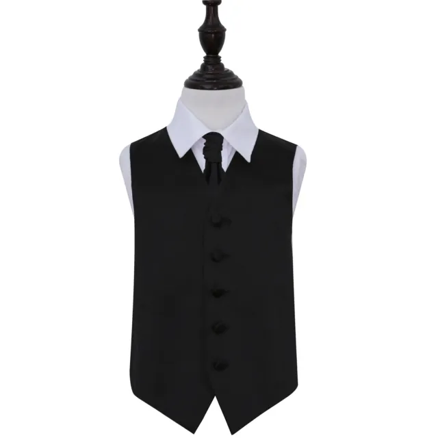 Set camice e cravatta formale da matrimonio ragazzo raso nero semplice di DQT