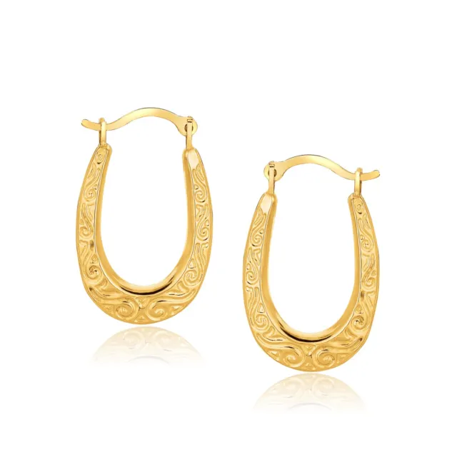 10K YELLOW GOLD Fancy Oval Hoop Earrings $54.99 - PicClick