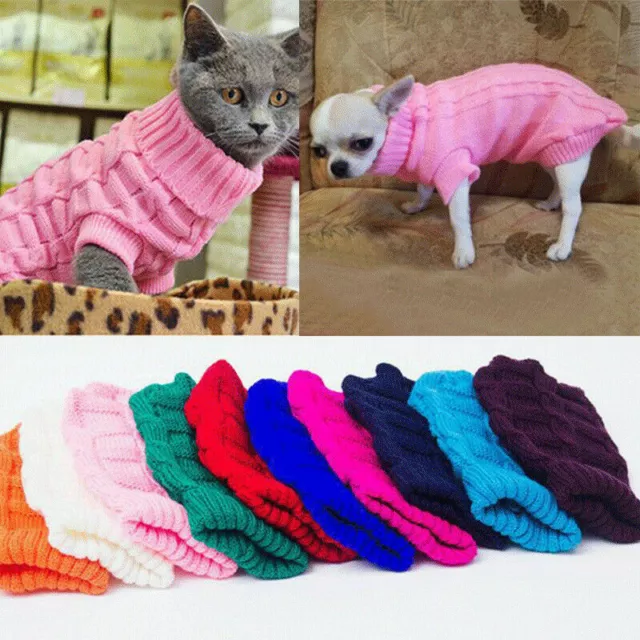 Animal Chien Chat Chaud Hiver Vêtements Manteau Tricoté Pull Veste pour Chiot 》