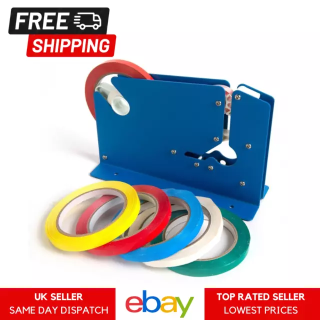 9mm x 66m Strong Vinyl Sealing Coloured Tape Plastic Bag Neck Sealer 5 Colours