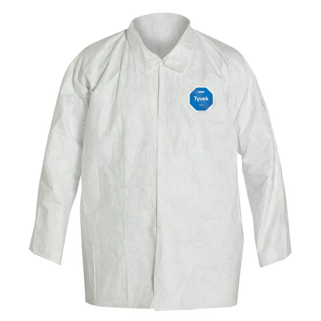 DUPONT TY303SWH2X005000 Disposable Shirt,2XL,Snap,PK50