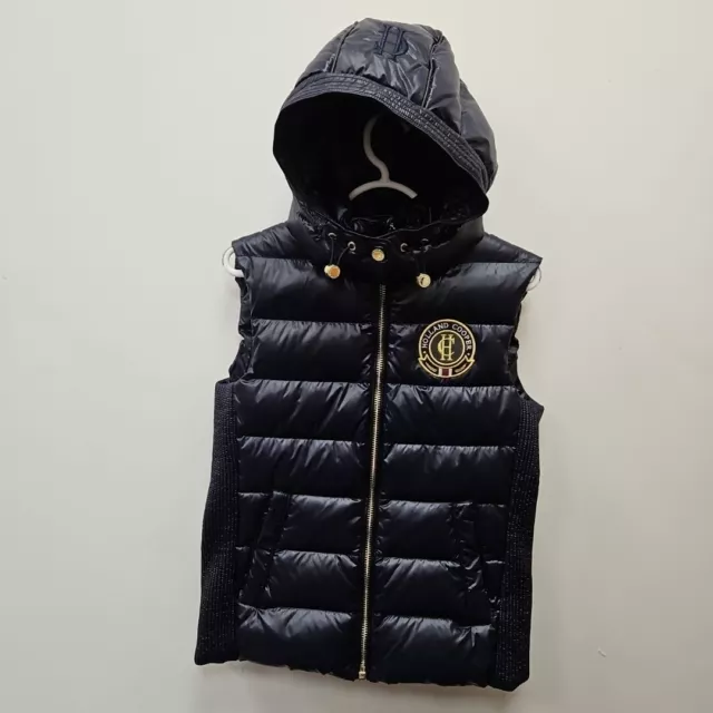 Holland Cooper Blue Navy Down Puffer Padded Bomber Hooded Vest Gilet Medium