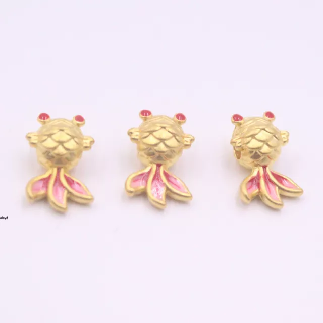 1pcs Pure 999 24K Yellow Gold Women 3D Lucky Lovely Goldfish Pendant