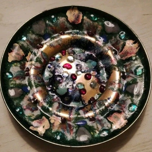 Boîte à Bijoux Vintage J. CAPO – Couvercle émaillé, Bois Des Années 60, Art Fantaisie, Occasion