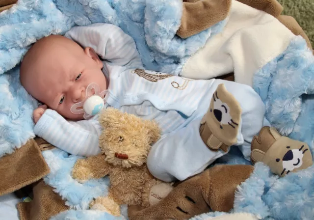 AWW! BABY BOY "Co-Pilot"! Preemie Life Like Reborn Pacifier Doll + Extras